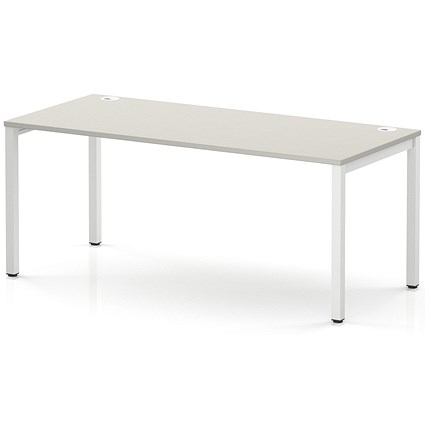 Impulse Bench Single Row 1800 White Frame Office Bench Desk Dove Grey