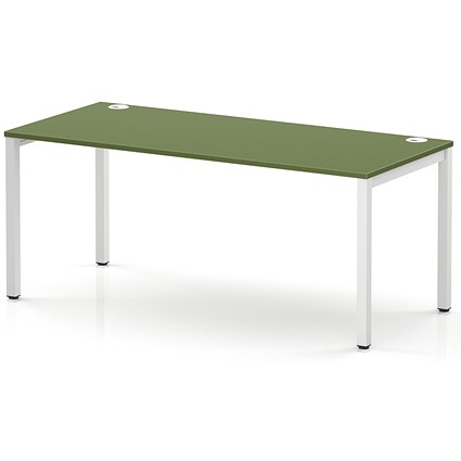 Impulse Bench Single Row 1800 White Frame Office Bench Desk Moss Green