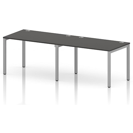 Impulse Bench Single Row 2 Person 1200 Silver Frame Office Bench Desk Carbon Grey