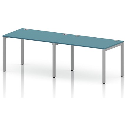 Impulse Bench Single Row 2 Person 1200 Silver Frame Office Bench Desk Dark Teal