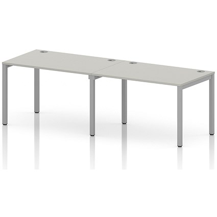 Impulse Bench Single Row 2 Person 1200 Silver Frame Office Bench Desk Dove Grey