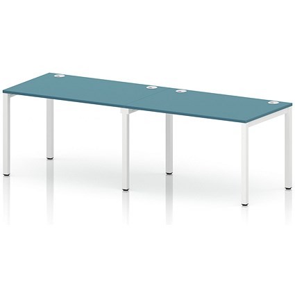 Impulse Bench Single Row 2 Person 1200 White Frame Office Bench Desk Dark Teal