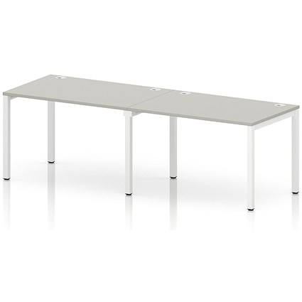 Impulse Bench Single Row 2 Person 1200 White Frame Office Bench Desk Dove Grey