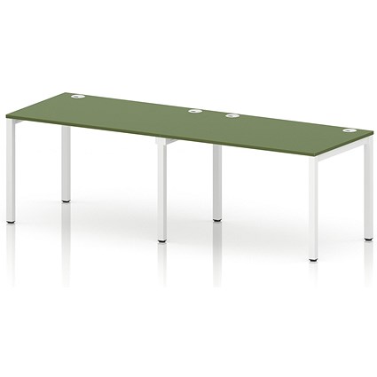 Impulse Bench Single Row 2 Person 1200 White Frame Office Bench Desk Moss Green