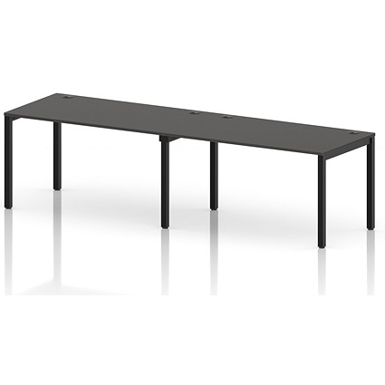 Impulse Bench Single Row 2 Person 1400 Black Frame Office Bench Desk Carbon Grey