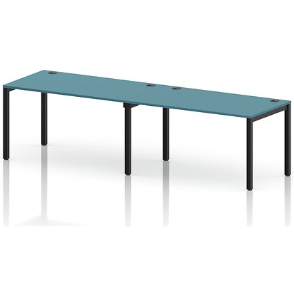 Impulse Bench Single Row 2 Person 1400 Black Frame Office Bench Desk Dark Teal