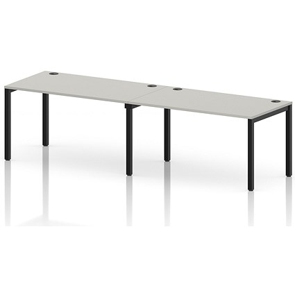 Impulse Bench Single Row 2 Person 1400 Black Frame Office Bench Desk Dove Grey