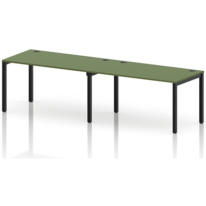 Impulse Bench Single Row 2 Person 1400 Black Frame Office Bench Desk Moss Green