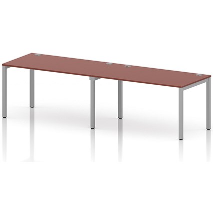 Impulse Bench Single Row 2 Person 1400 Silver Frame Office Bench Desk Brick Red