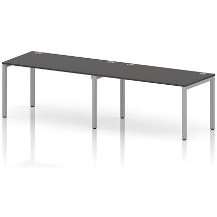 Impulse Bench Single Row 2 Person 1400 Silver Frame Office Bench Desk Carbon Grey