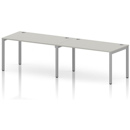 Impulse Bench Single Row 2 Person 1400 Silver Frame Office Bench Desk Dove Grey