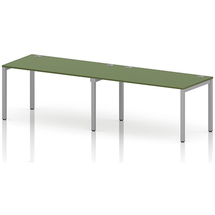 Impulse Bench Single Row 2 Person 1400 Silver Frame Office Bench Desk Moss Green
