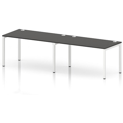 Impulse Bench Single Row 2 Person 1400 White Frame Office Bench Desk Carbon Grey