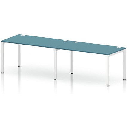 Impulse Bench Single Row 2 Person 1400 White Frame Office Bench Desk Dark Teal