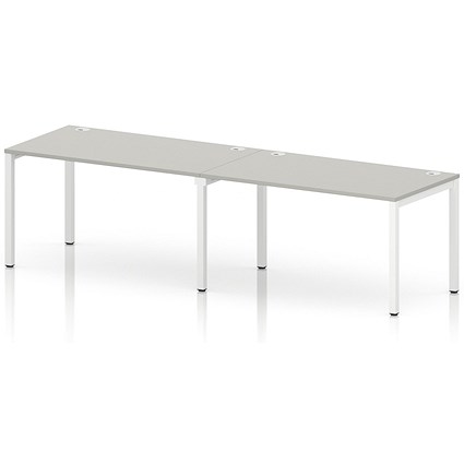 Impulse Bench Single Row 2 Person 1400 White Frame Office Bench Desk Dove Grey