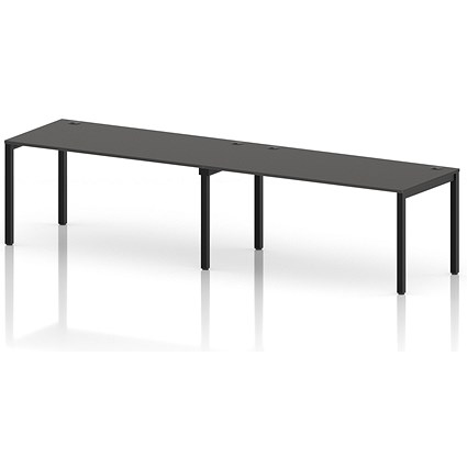 Impulse Bench Single Row 2 Person 1600 Black Frame Office Bench Desk Carbon Grey