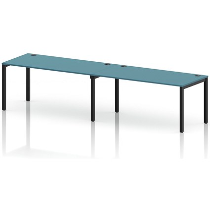 Impulse Bench Single Row 2 Person 1600 Black Frame Office Bench Desk Dark Teal