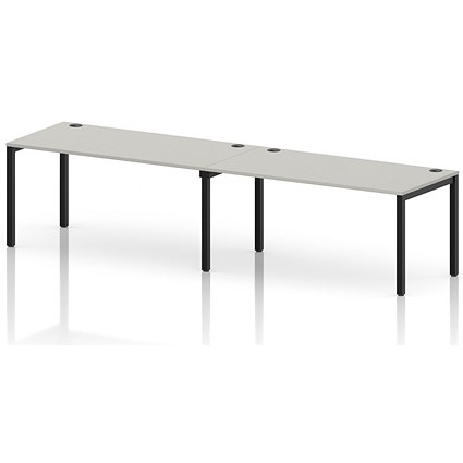 Impulse Bench Single Row 2 Person 1600 Black Frame Office Bench Desk Dove Grey