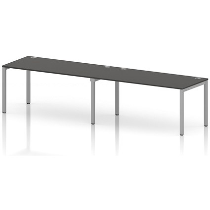 Impulse Bench Single Row 2 Person 1600 Silver Frame Office Bench Desk Carbon Grey
