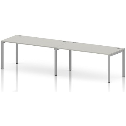 Impulse Bench Single Row 2 Person 1600 Silver Frame Office Bench Desk Dove Grey