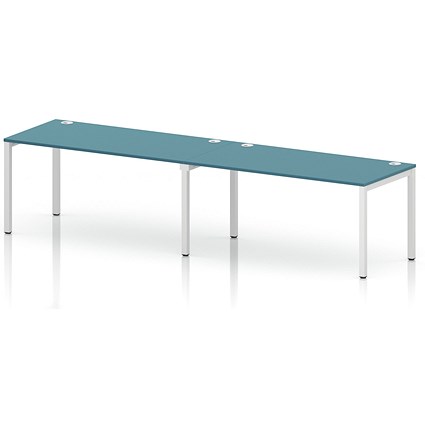 Impulse Bench Single Row 2 Person 1600 White Frame Office Bench Desk Dark Teal