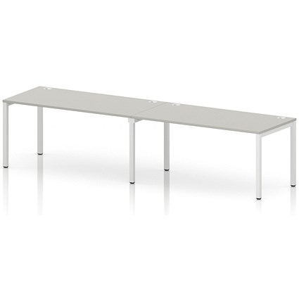 Impulse Bench Single Row 2 Person 1600 White Frame Office Bench Desk Dove Grey