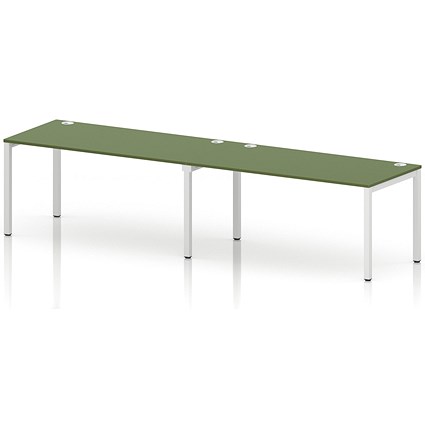 Impulse Bench Single Row 2 Person 1600 White Frame Office Bench Desk Moss Green