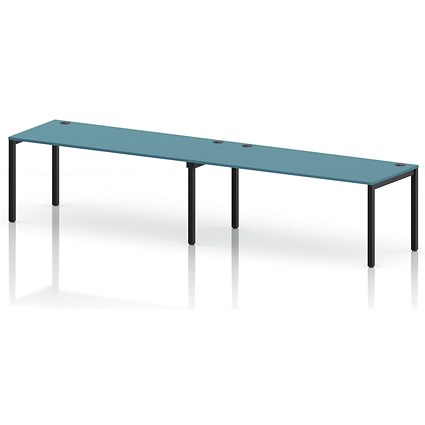 Impulse Bench Single Row 2 Person 1800 Black Frame Office Bench Desk Dark Teal