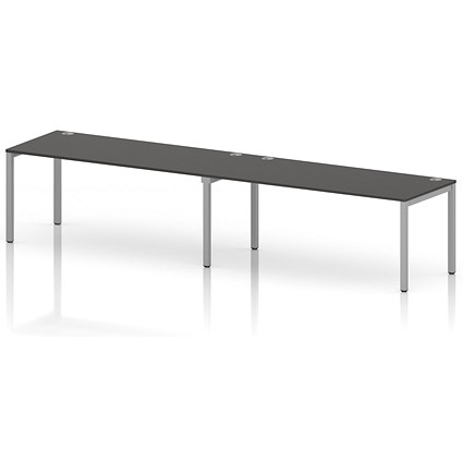 Impulse Bench Single Row 2 Person 1800 Silver Frame Office Bench Desk Carbon Grey