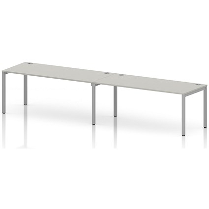 Impulse Bench Single Row 2 Person 1800 Silver Frame Office Bench Desk Dove Grey