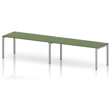 Impulse Bench Single Row 2 Person 1800 Silver Frame Office Bench Desk Moss Green