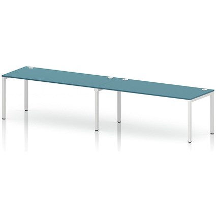 Impulse Bench Single Row 2 Person 1800 White Frame Office Bench Desk Dark Teal