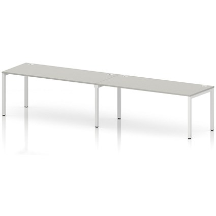 Impulse Bench Single Row 2 Person 1800 White Frame Office Bench Desk Dove Grey