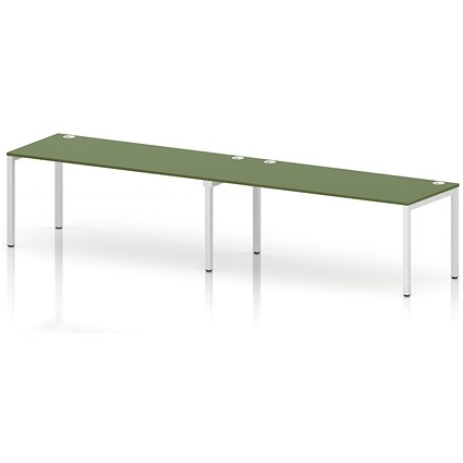 Impulse Bench Single Row 2 Person 1800 White Frame Office Bench Desk Moss Green