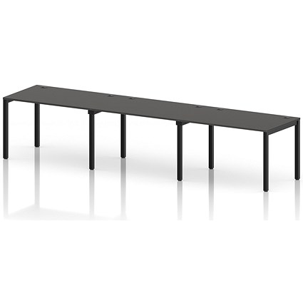 Impulse Bench Single Row 3 Person 1200 Black Frame Office Bench Desk Carbon Grey