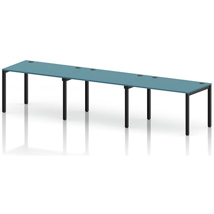 Impulse Bench Single Row 3 Person 1200 Black Frame Office Bench Desk Dark Teal