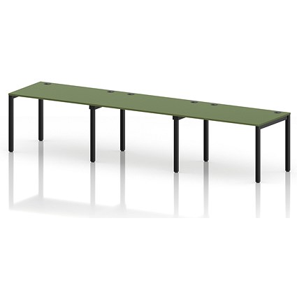Impulse Bench Single Row 3 Person 1200 Black Frame Office Bench Desk Moss Green