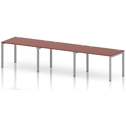 Impulse Bench Single Row 3 Person 1200 Silver Frame Office Bench Desk Brick Red