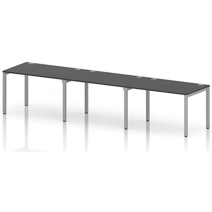 Impulse Bench Single Row 3 Person 1200 Silver Frame Office Bench Desk Carbon Grey