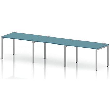Impulse Bench Single Row 3 Person 1200 Silver Frame Office Bench Desk Dark Teal
