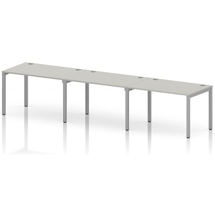 Impulse Bench Single Row 3 Person 1200 Silver Frame Office Bench Desk Dove Grey
