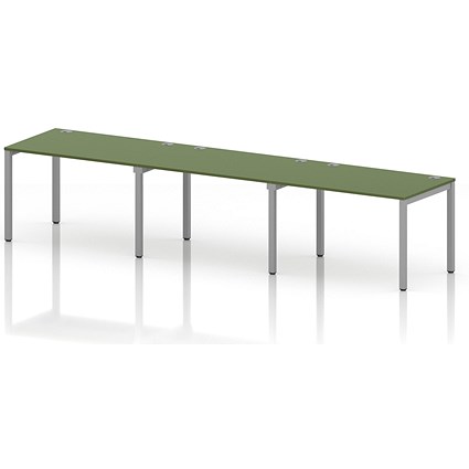 Impulse Bench Single Row 3 Person 1200 Silver Frame Office Bench Desk Moss Green