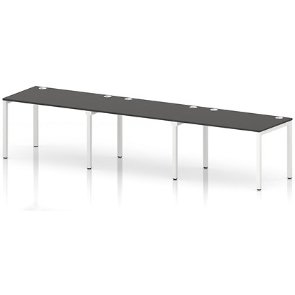 Impulse Bench Single Row 3 Person 1200 White Frame Office Bench Desk Carbon Grey