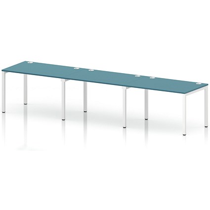 Impulse Bench Single Row 3 Person 1200 White Frame Office Bench Desk Dark Teal