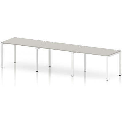 Impulse Bench Single Row 3 Person 1200 White Frame Office Bench Desk Dove Grey