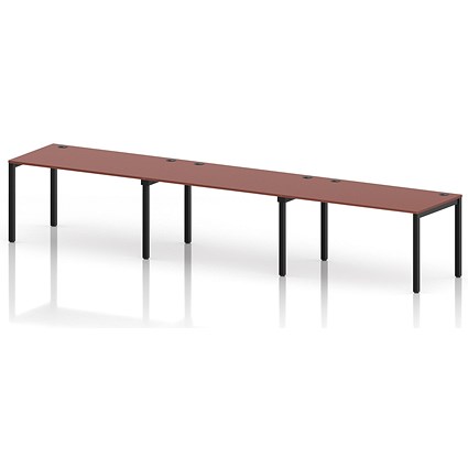 Impulse Bench Single Row 3 Person 1400 Black Frame Office Bench Desk Brick Red