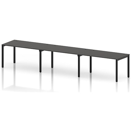Impulse Bench Single Row 3 Person 1400 Black Frame Office Bench Desk Carbon Grey