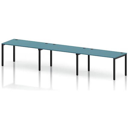 Impulse Bench Single Row 3 Person 1400 Black Frame Office Bench Desk Dark Teal