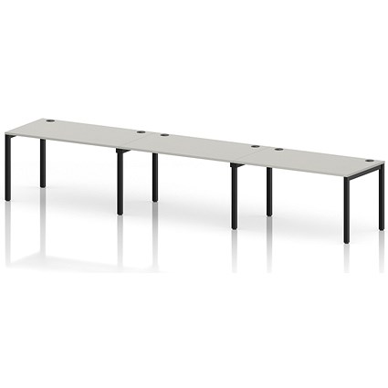 Impulse Bench Single Row 3 Person 1400 Black Frame Office Bench Desk Dove Grey