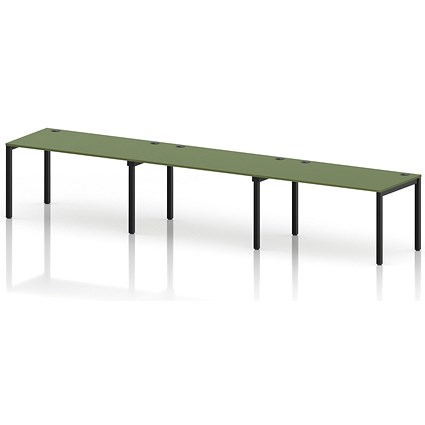 Impulse Bench Single Row 3 Person 1400 Black Frame Office Bench Desk Moss Green
